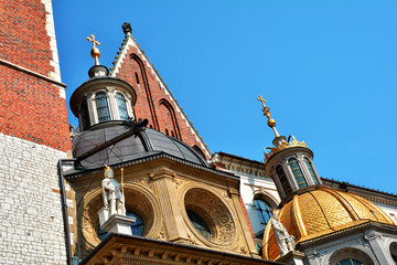 Poster - The Royal Archcathedral Basilica of Saints Stanislaus and Wenceslaus on the Wawel Hill. Architecture close up, part of Wawel Castle in Krakow, Poland. 