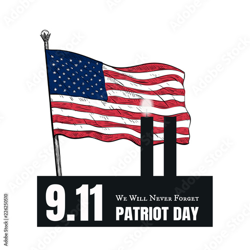 Fotografia Patriot Day American Flag stripes background.