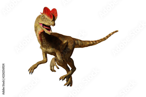 Fotografie, Obraz Dilophosaurus, theropod dinosaur from the Early Jurassic period (3d illustration