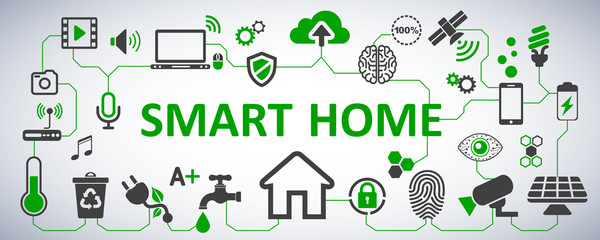 Futuristic interface of smart home automation assistant. Control system. Innovation technology network concept