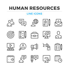 Poster - Human resources line icons set. Modern outline elements, graphic design concepts, simple symbols collection. Vector line icons