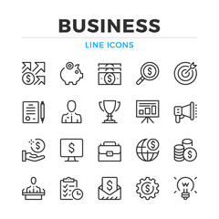 Poster - Business line icons set. Modern outline elements, graphic design concepts, simple symbols collection. Vector line icons