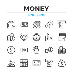 Wall Mural - Money line icons set. Modern outline elements, graphic design concepts, simple symbols collection. Vector line icons