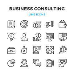 Fototapete - Business consulting line icons set. Modern outline elements, graphic design concepts, simple symbols collection. Vector line icons