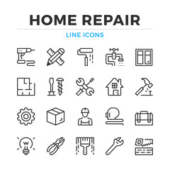 Leinwandbilder - Home repair line icons set. Modern outline elements, graphic design concepts, simple symbols collection. Vector line icons