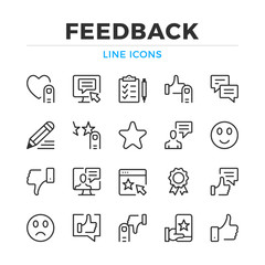 Fototapete - Feedback line icons set. Modern outline elements, graphic design concepts, simple symbols collection. Vector line icons