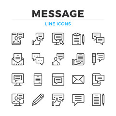 Poster - Message line icons set. Modern outline elements, graphic design concepts, simple symbols collection. Vector line icons
