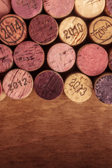 Poster - Wine corks background, overhead photo of red and white wine corks with a place for text