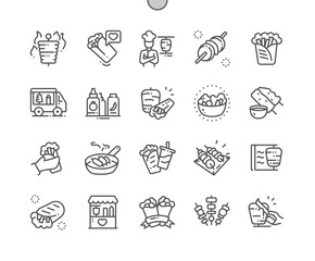 Wall Mural - Kebabs Well-crafted Pixel Perfect Vector Thin Line Icons 30 2x Grid for Web Graphics and Apps. Simple Minimal Pictogram