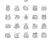 Cakes Well-crafted Pixel Perfect Vector Thin Line Icons 30 2x Grid For Web Graphics And Apps. Simple Minimal Pictogram