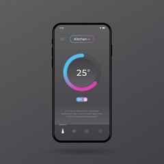 Poster - Dashboard UI and UX Kit. Control center design. Temperature control in the room. EPS 10.