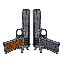 Vector pistols isolated of white background. Vector illustration
