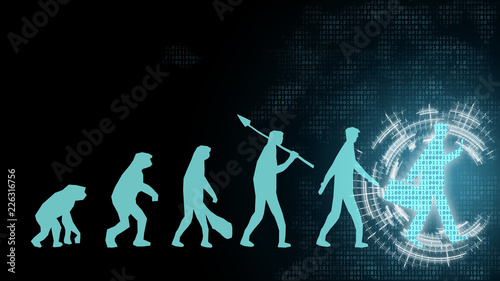 Fotomural Future evolution change of human resources employee work labor recruitment to iot ai robot computer, technology transform replace human job