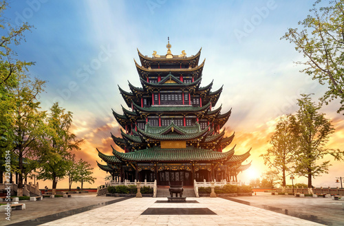 Ancient architecture temple pagoda in the park, Chongqing, China Wallpaper Mural