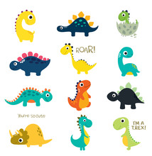 Set Of Little Cute Dinos