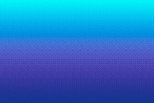 Pixel Pattern Background In Blue, Pink, Purple Color. Cyan 8 Bit Video Game Vector Illustration. Abstract Halftone Texture . Retro Arcade Game