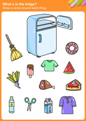 Wall Mural - What´s in the fridge?  Draw a circle around each thing.