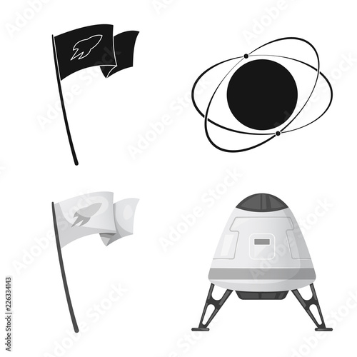 Vector Design Of Mars And Space Sign Set Of Mars And Planet