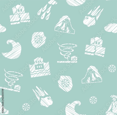 Weather Natural Disasters Seamless Pattern Hatching Vector Blue Images Of Various Natural Disasters Vector Picture Simulated Pencil Shading White Drawings On Blue Background Buy This Stock Vector And Explore Similar Vectors