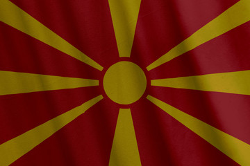 Wall Mural - Waving Macedonian flag with a fabric texture