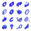 Isometric social marketing. Inbound and outbound marketings, money magnet and like icon. 3d community network vector icons set