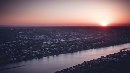 panorama sunset over the river rhine 2