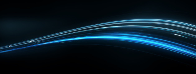 Fototapete - Light and stripes, glow abstract effect, paint splash, colorful curl, artistic spiral. Vivid red ribbon on black background. 3d illustration
