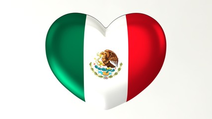 Wall Mural - Heart-shaped flag 3D Illustration I love Mexico