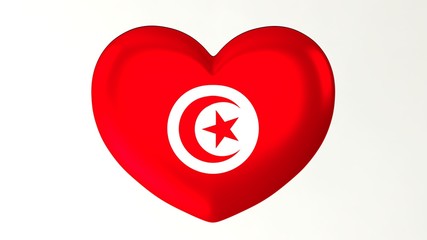 Wall Mural - Heart-shaped flag 3D Illustration I love Tunisia