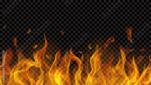 Photographie Translucent fire flame with horizontal seamless repeat on transparent background