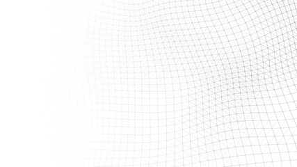 Wave white background. Abstract white futuristic background. Wave with connecting dots and lines on dark background. Wave of particles. 3D rendering.