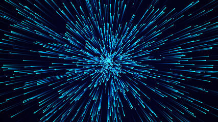 Leinwandbilder - Abstract circular speed background. Starburst dynamic lines pattern. Abstract data flow background. 3D rendering.