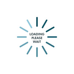 Fototapete - Loading icon in modern design and colors with loading please wait text in the middle.