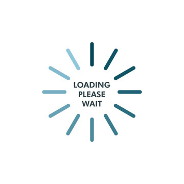 Loading icon in modern design and colors with loading please wait text in the middle.