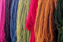 Colored Alpaca Wool Yarn, Close Up In Peru, Arequipa