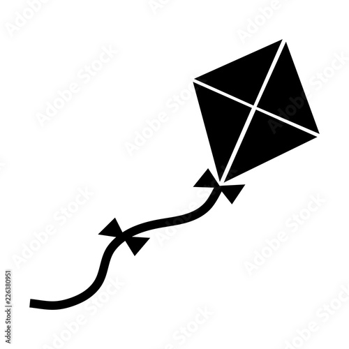 Simple kite icon. Black silhouette. Isolated on white Stock Vector