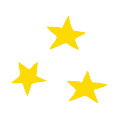 flat color illustration cartoon of three stars