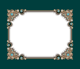 Wall Mural - Vintage photo frame with jewelry border