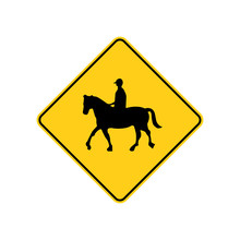 USA Traffic Road Signs. Equestrians Ahead Or Crossing. Vector Illustration