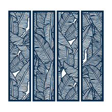Die And Laser Cut Ornamental Panels With Floral Pattern Of Banana Leaves. Laser Cut Decorative Lace Borders Patterns. Set Of Bookmarks Templates.