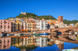 Beautiful view of Bosa town, Sardinia island, Italy. Travel destination
