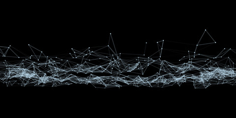 Poster - Abstract grid wormhole. 3d portal. Wireframe tunnel. Futuristic Technology Style. Abstract 3d