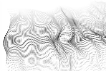 Poster - Wave of particles. Wave 3d. Big data. Vector illustration.