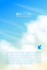 Wall Mural - vertical vector background with realistic beige-blue sky and clouds. the image can be used to design
