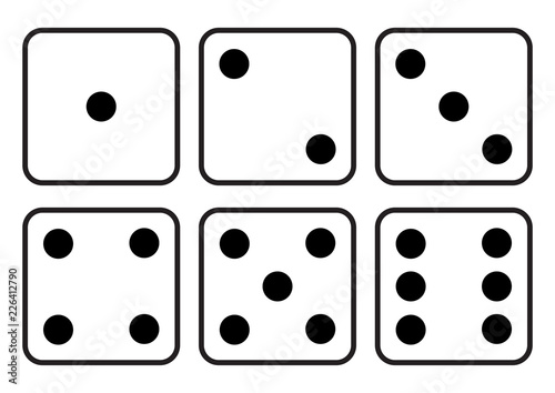 Photographie Dice icon. Craps. Six dice set. Vector illustration