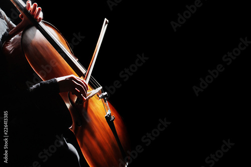 Cuadros en Lienzo Cello player. Cellist hands playing cello