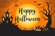 Happy Halloween Spooky Nighttime Scene Horizontal Background 1