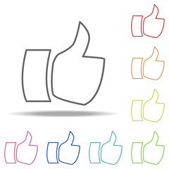 Poster - hand of like sign icon. Elements of Finance and chart in multi colored icons. Simple icon for websites, web design, mobile app, info graphics