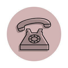 Poster - home phone icon in badge style. One of Media, Press collection icon can be used for UI, UX