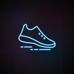 Poster - sneakers icon in neon style. One of Speed collection icon can be used for UI, UX